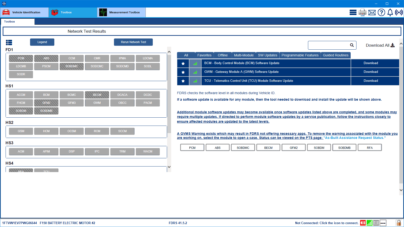 Ford F-150 Lightning Lightning Software Updates using FDRS 1FTVW1EV7PWG06644-31-Aug-24