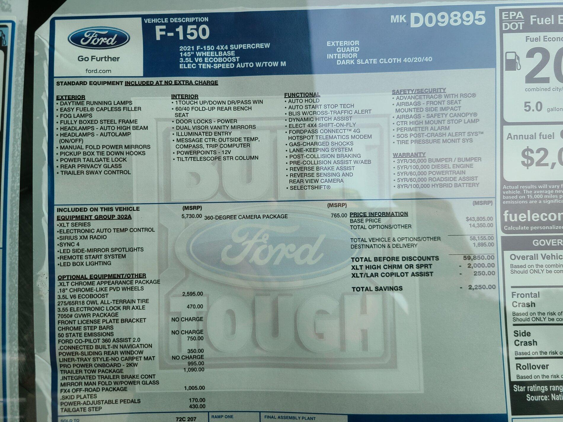 Ford F-150 Lightning Towing capacity of 2021 F150 20201211_091658