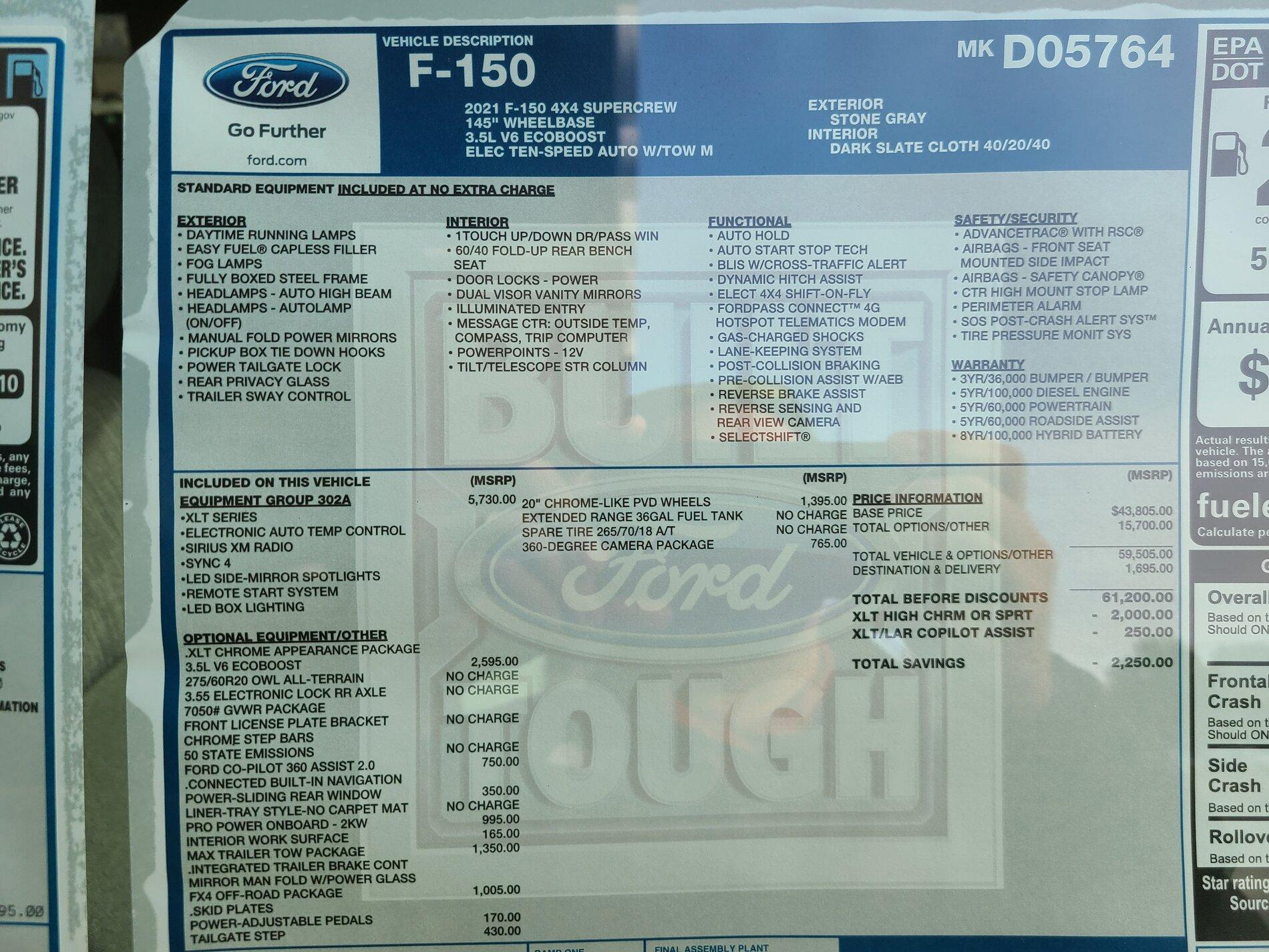 Ford F-150 Lightning Towing capacity of 2021 F150 20201211_092128