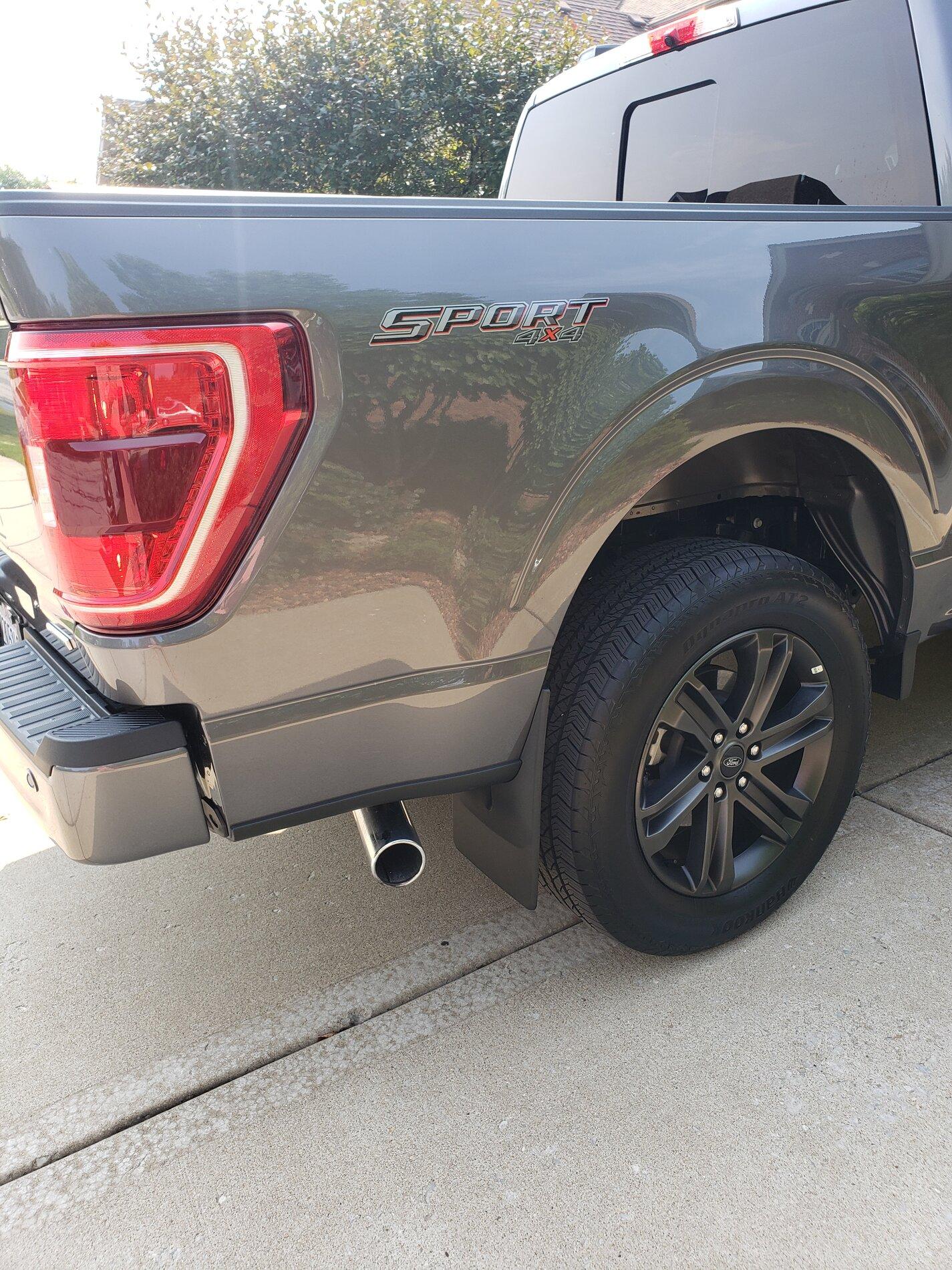 Ford F-150 Lightning New 2021 Weathertech No Drill Mudflaps In Stock and Installed 20210724_095357