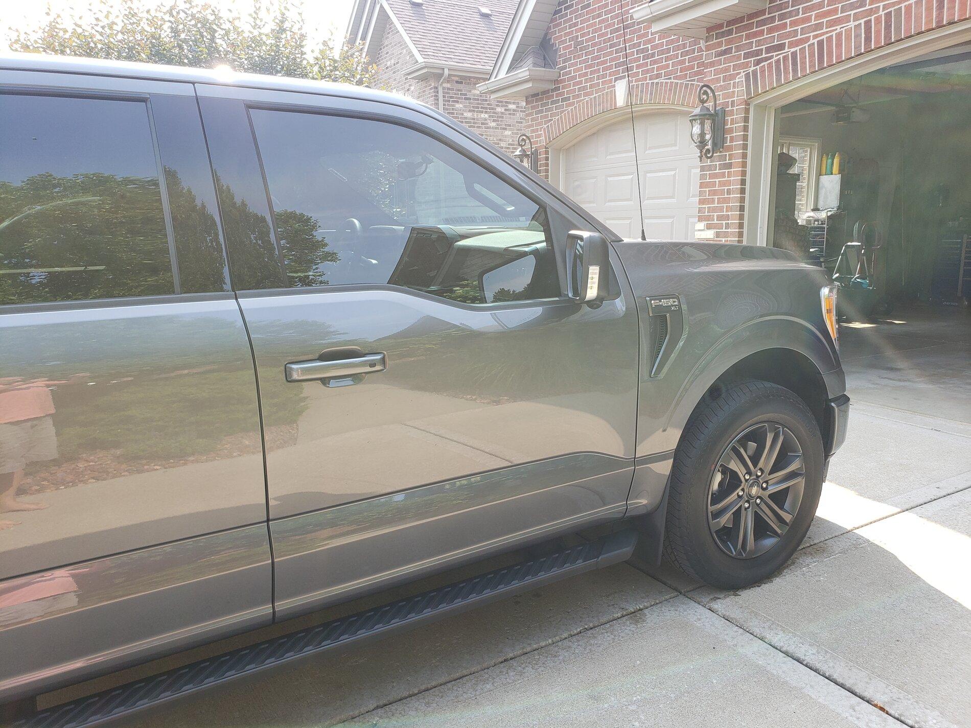 Ford F-150 Lightning New 2021 Weathertech No Drill Mudflaps In Stock and Installed 20210724_095409