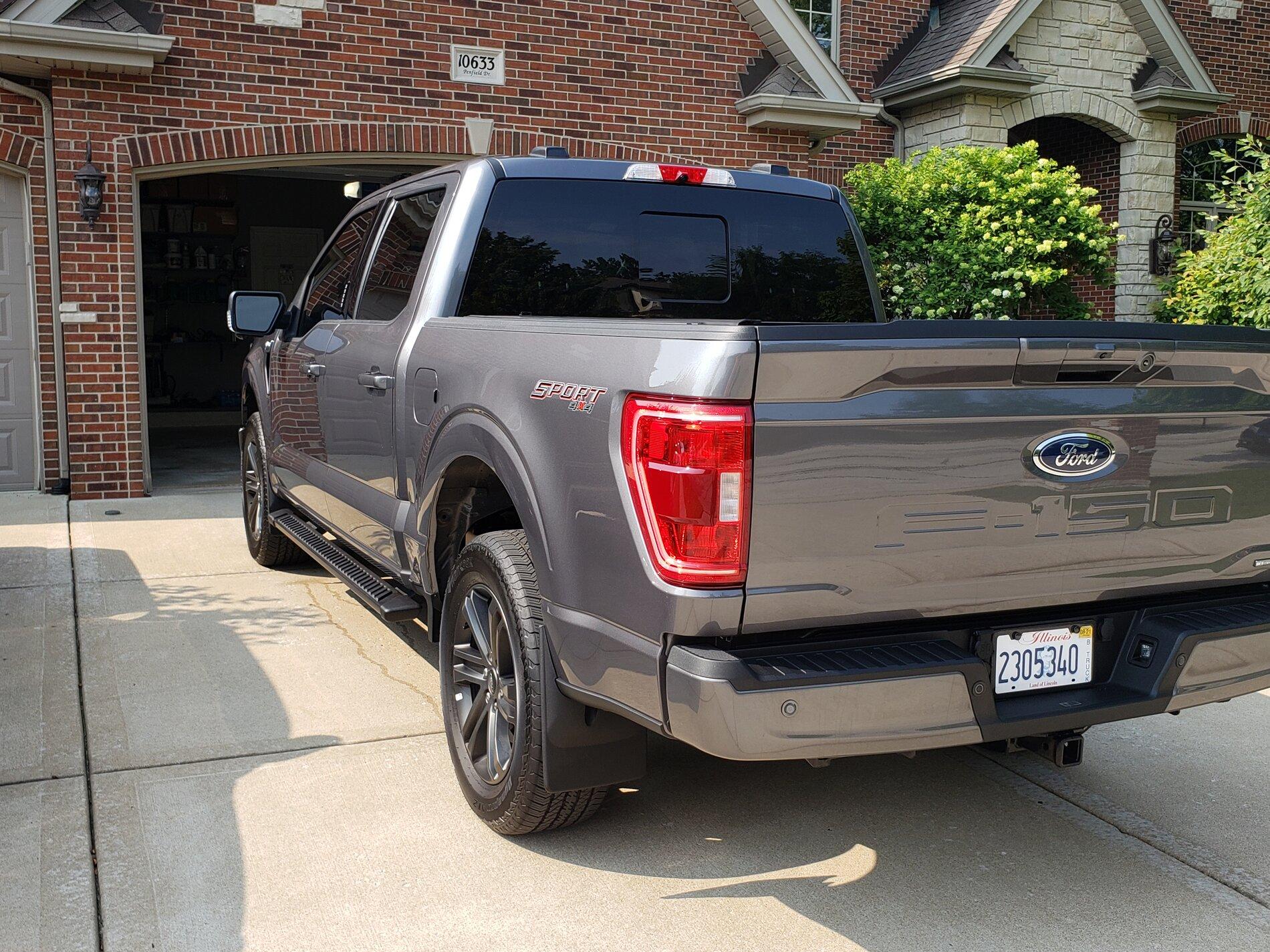 Ford F-150 Lightning New 2021 Weathertech No Drill Mudflaps In Stock and Installed 20210724_095439