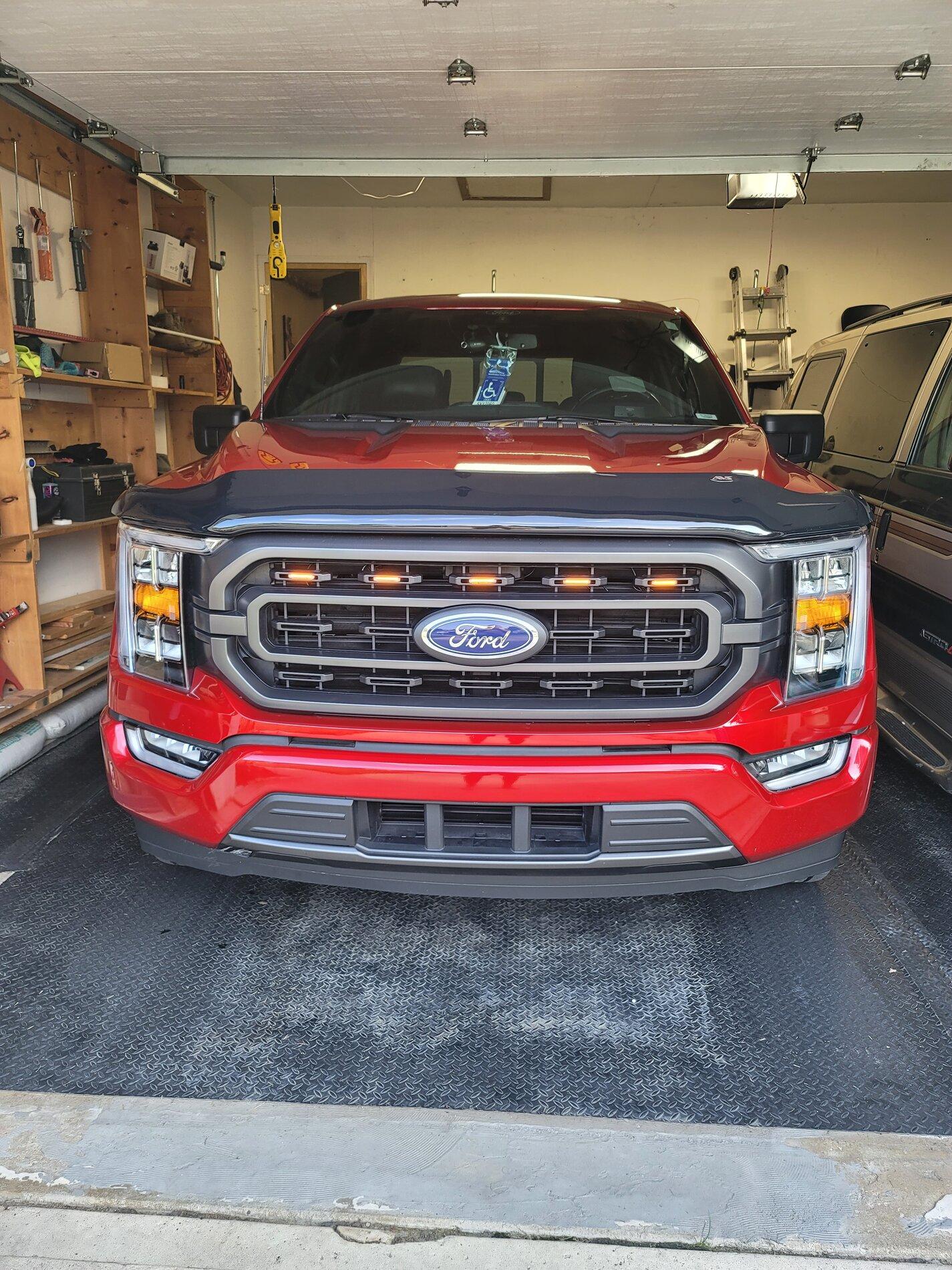 Ford F-150 Lightning 2021 F150 with Lariat Grille Custom Auto Works Raptor Style LED Amber Grille Light Kit 2021 LR 20210804_190735