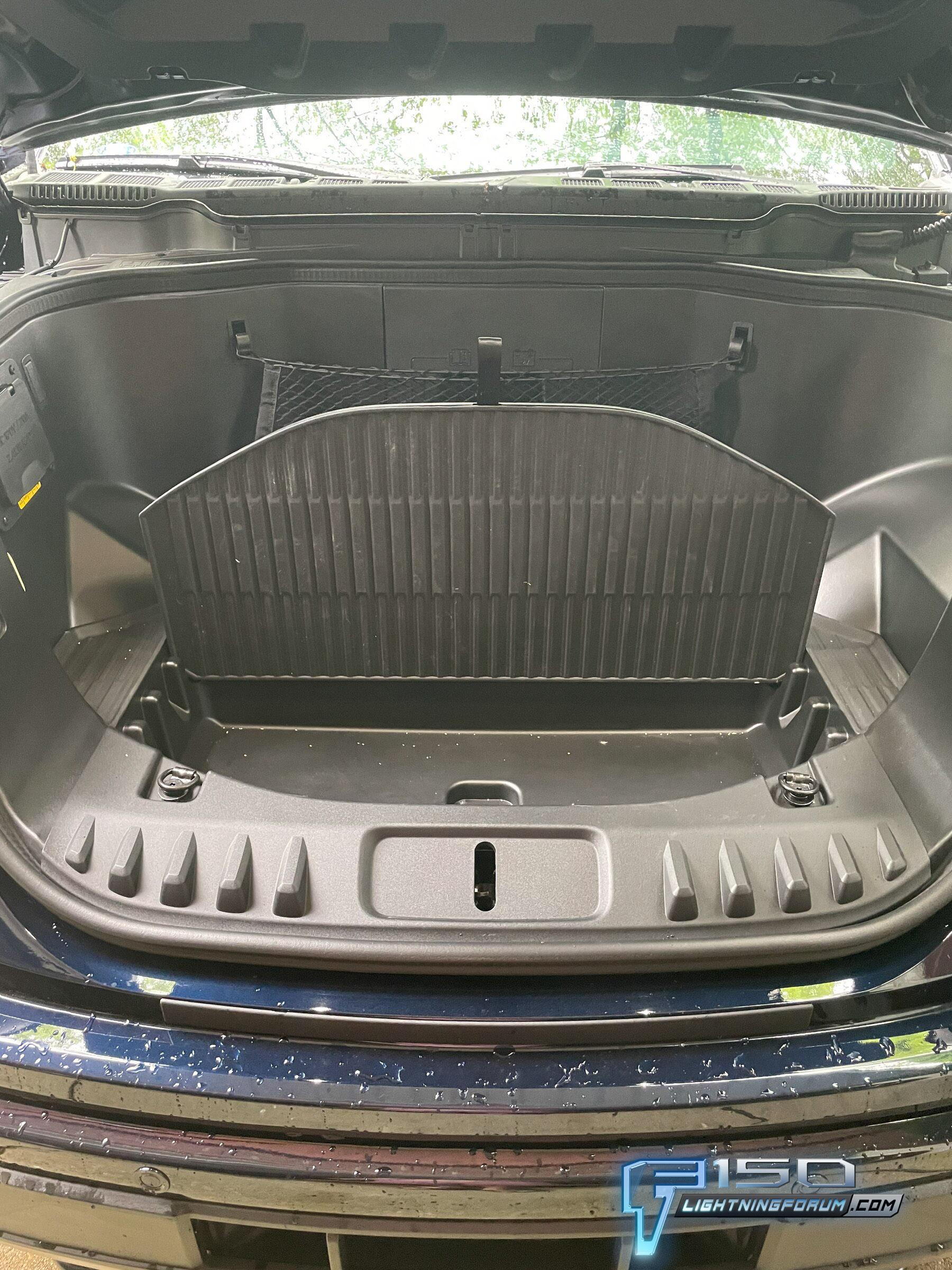 Ford F-150 Lightning What the frunk? Lightning front trunk dimensions / measurements and configurations - photos 2022 F150 Ford Lightning Frunk Front Trunk Dimensions 7