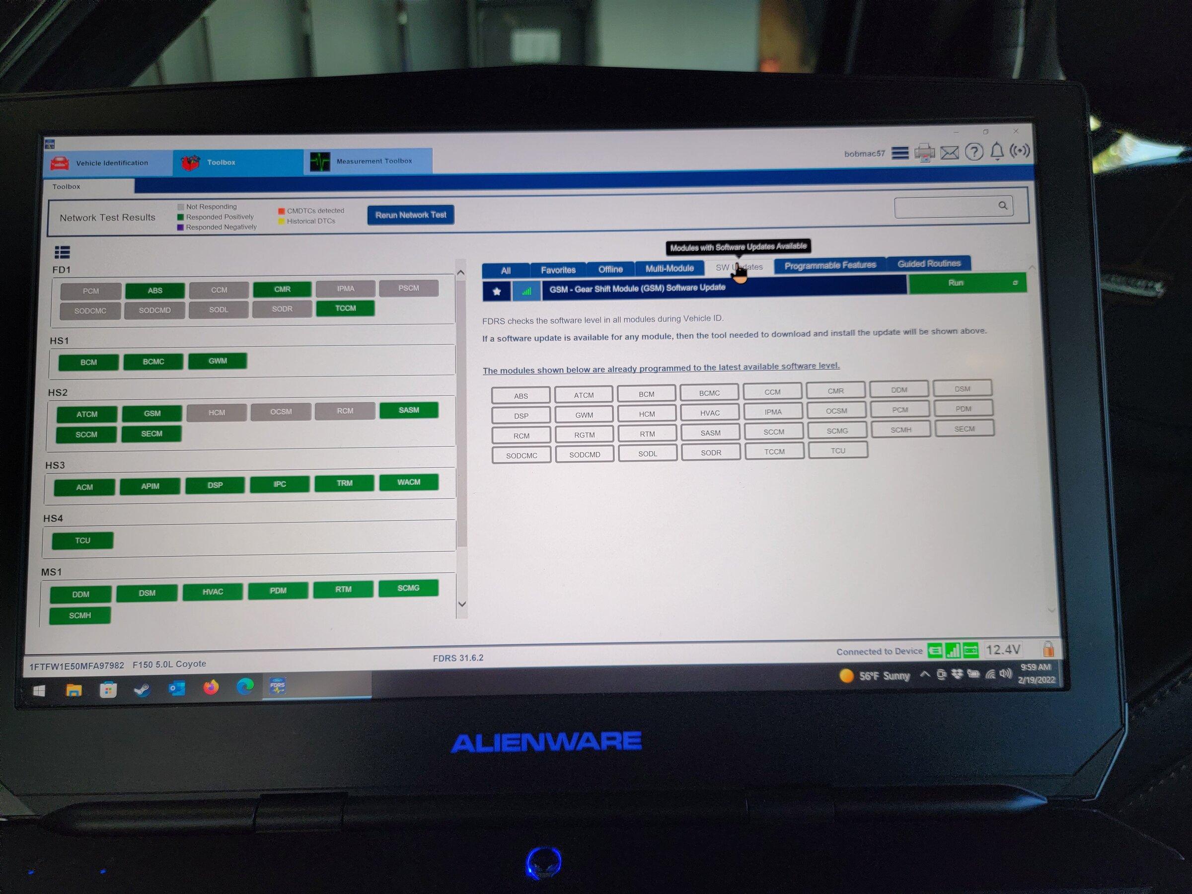 Ford F-150 Lightning ECU module programming guide using FDRS 20220219_095914