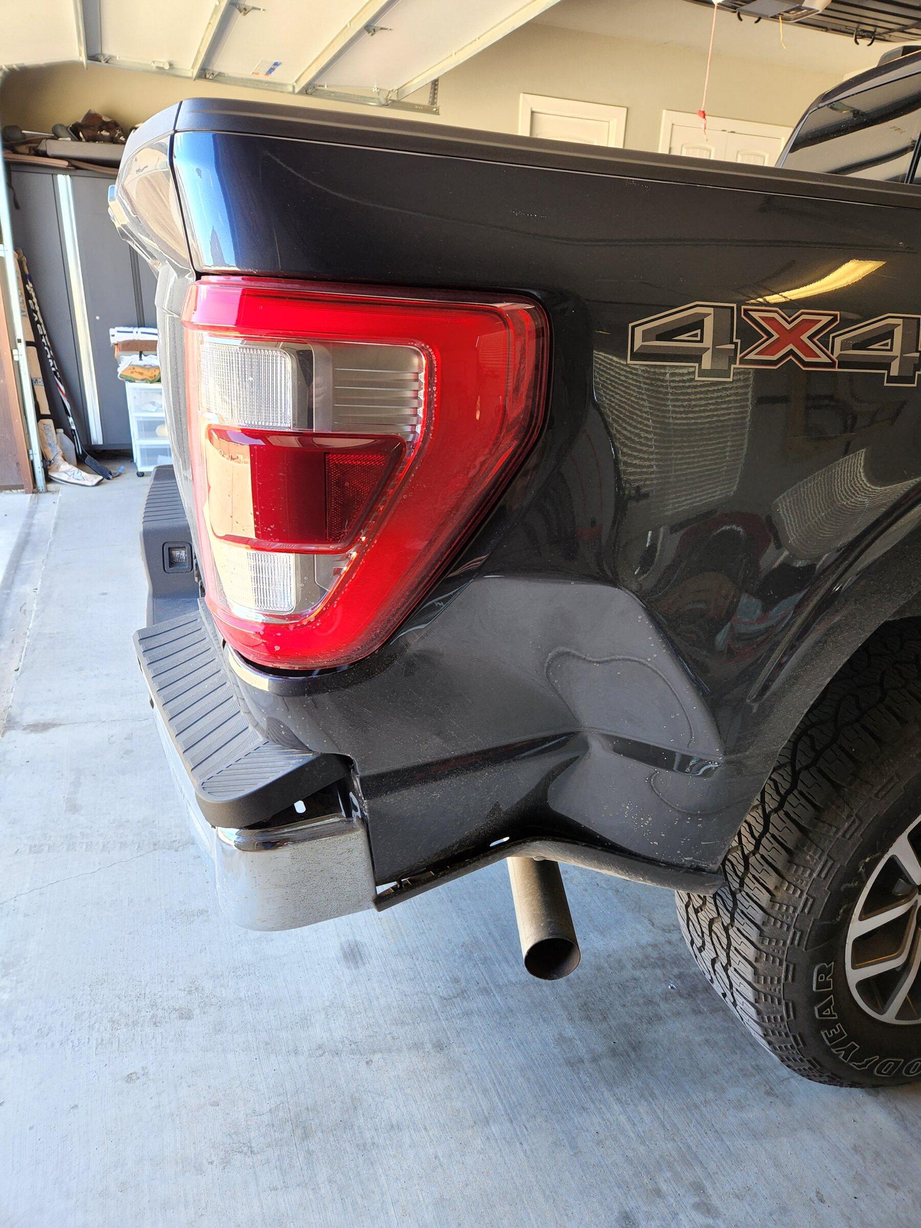 Ford F-150 Lightning How to remove plastic step cover on rear bumper 20220322_133103