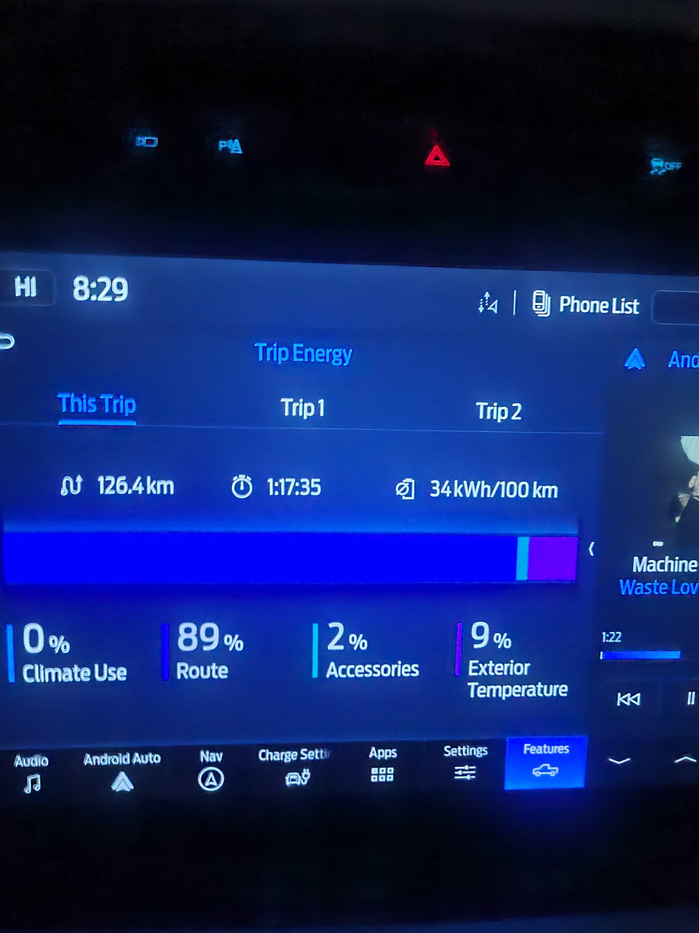 Ford F-150 Lightning Temperature impacts on range - log and averages 20221107_202939