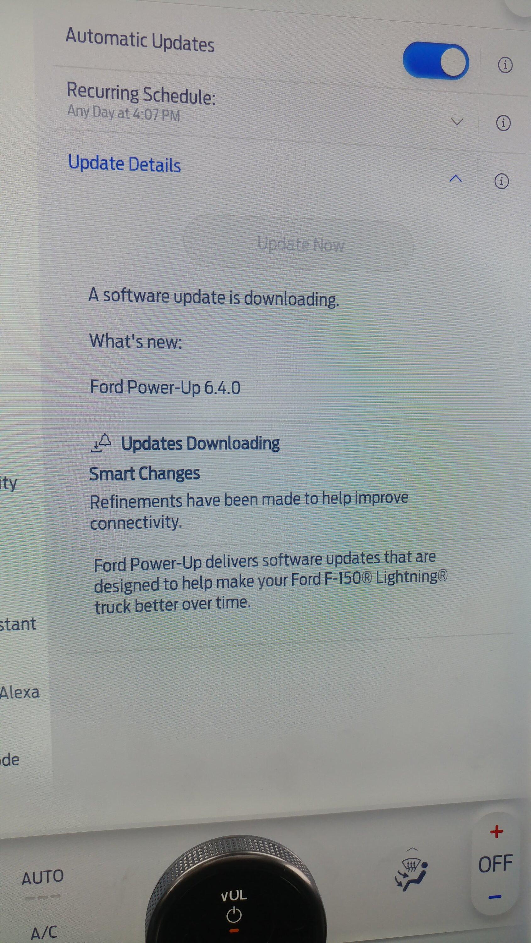 Ford F-150 Lightning Power-Up OTA 6.4.0 - Smart Changes: Refinements to improve connectivity 20240308_162648