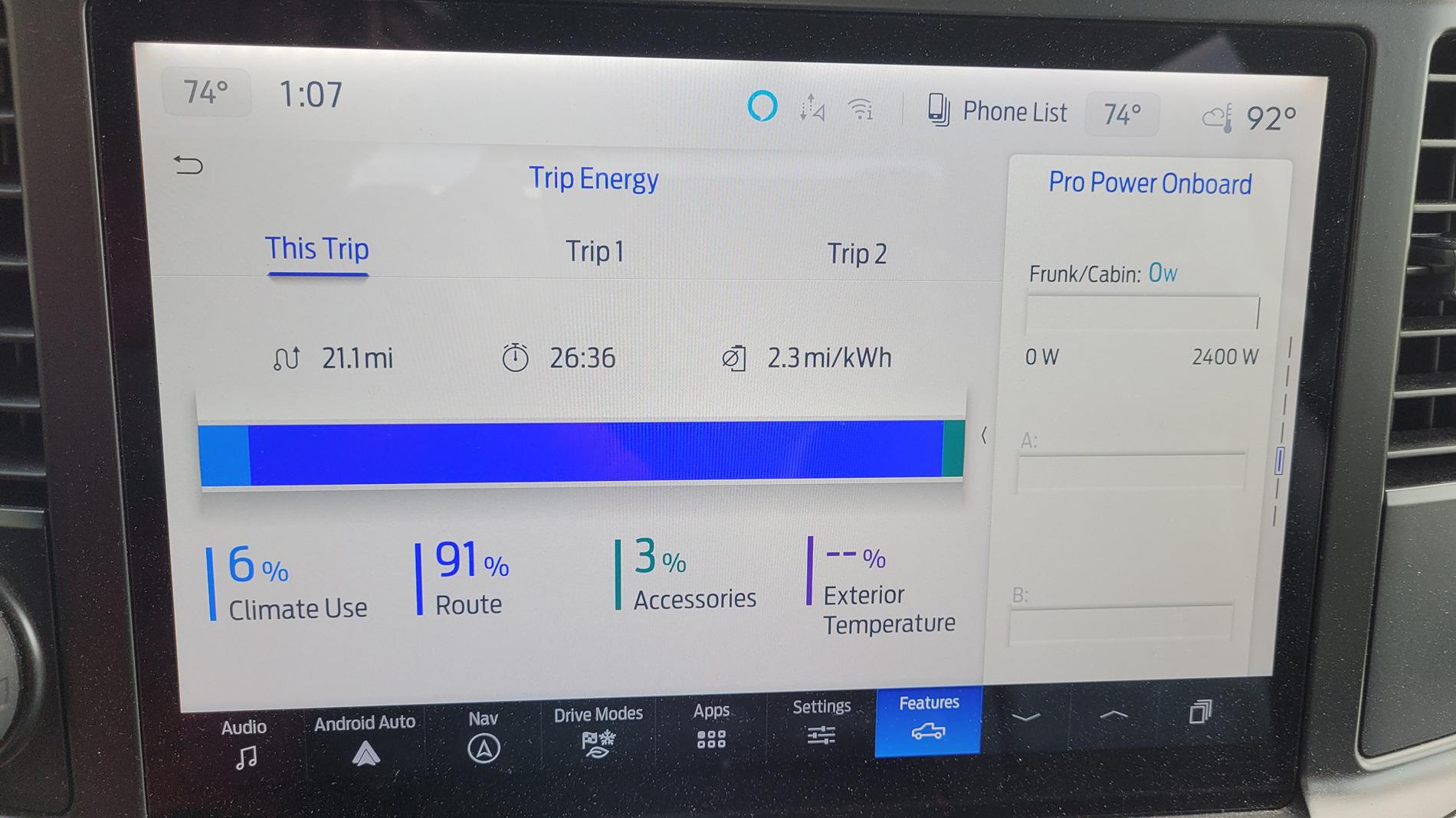 Ford F-150 Lightning New issue happening, soc % dropping upon departure, anyone else have this? 20240731_130712