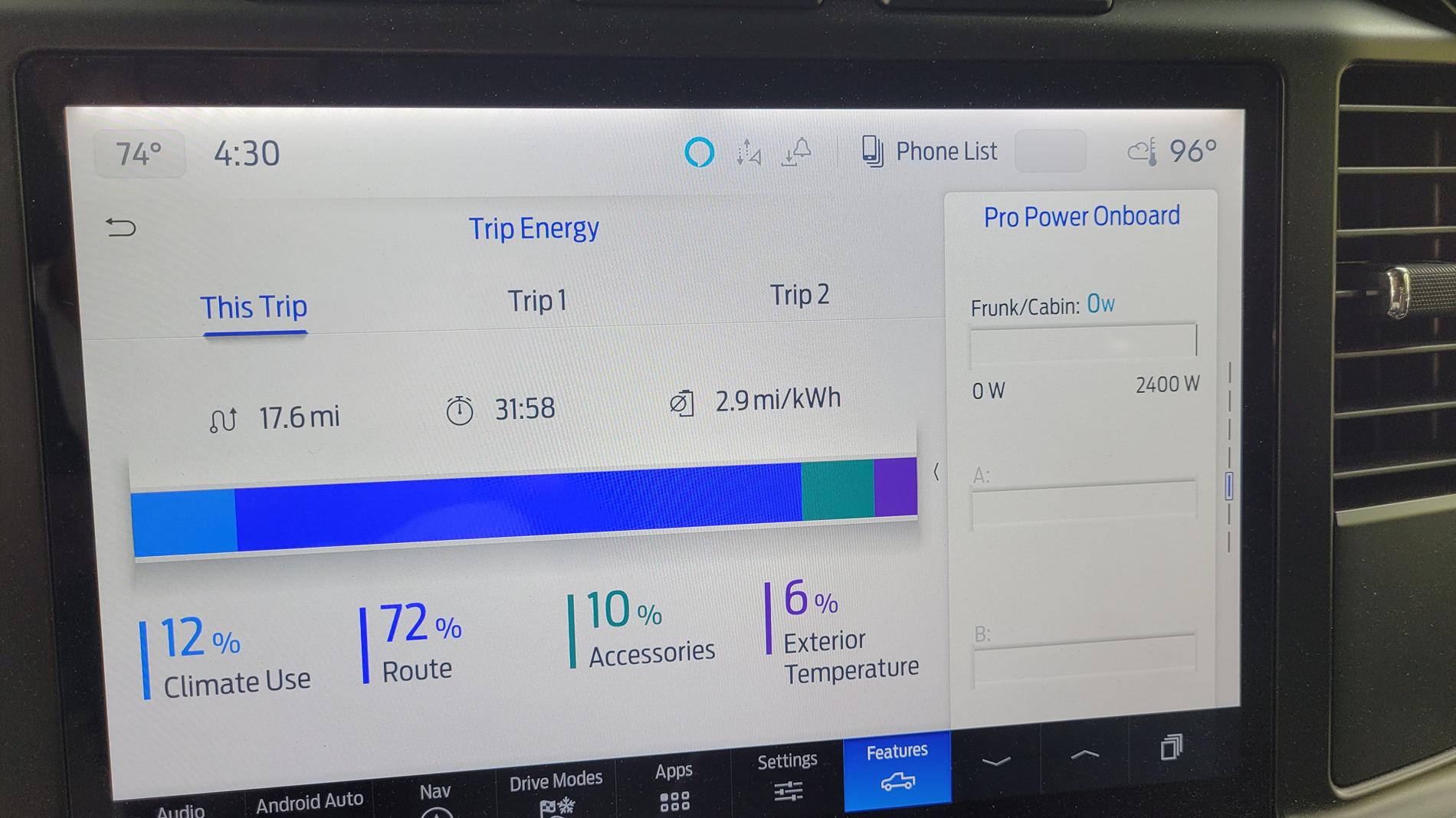 Ford F-150 Lightning New issue happening, soc % dropping upon departure, anyone else have this? 20240731_163046