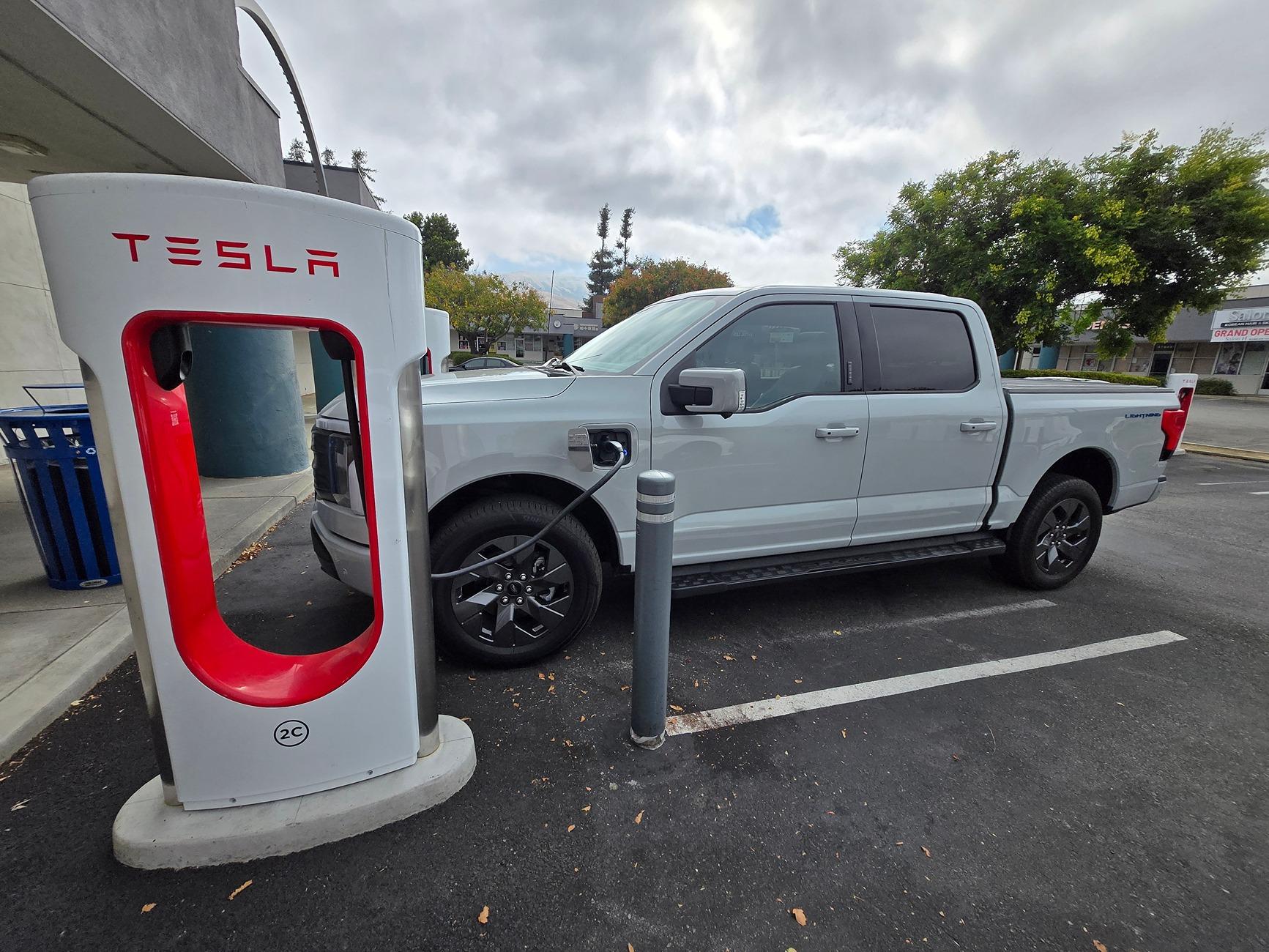 Ford F-150 Lightning 1st time using A2Z Typhoon NACS to CCS1 at Tesla Supercharger 20240805_093421