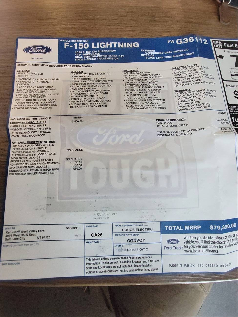 Ford F-150 Lightning 23 F150 Lightning Lariat extended range 20241112_101316