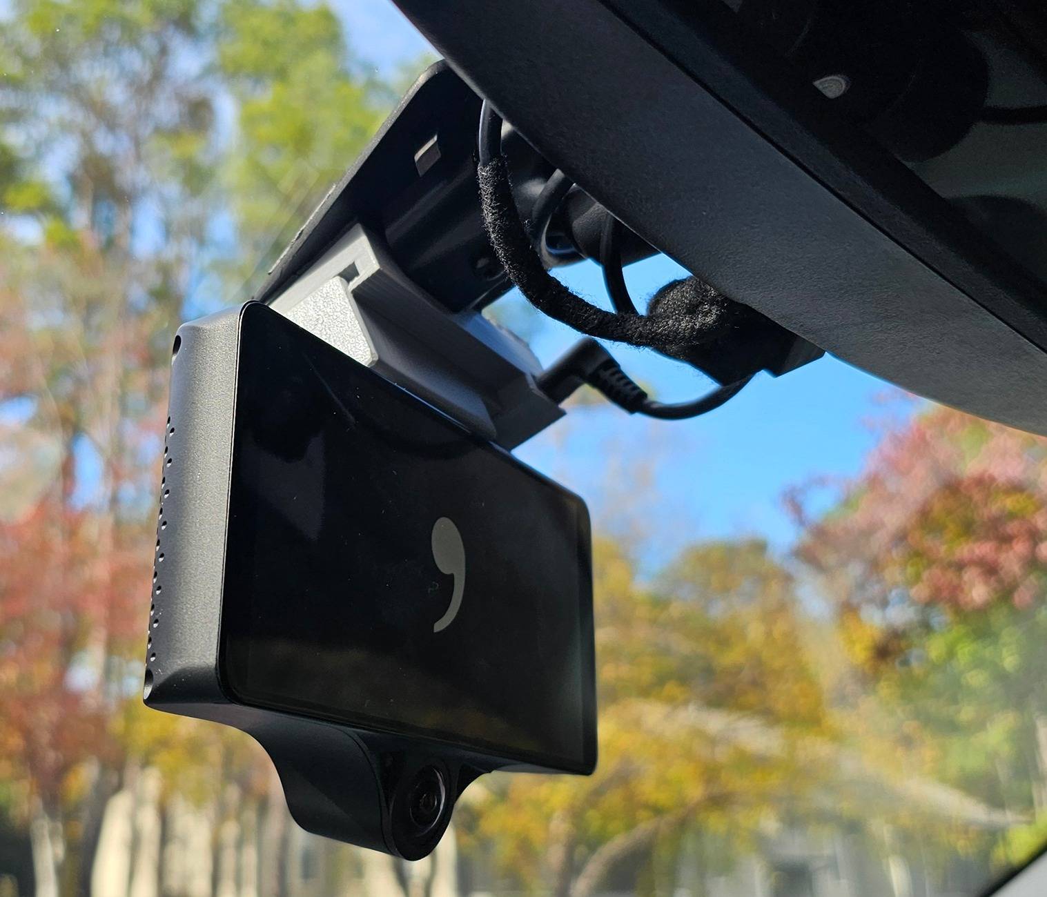 Ford F-150 Lightning Comma 3x sliding mount attached to old Fitcamx dashcam mount 20241201_124904