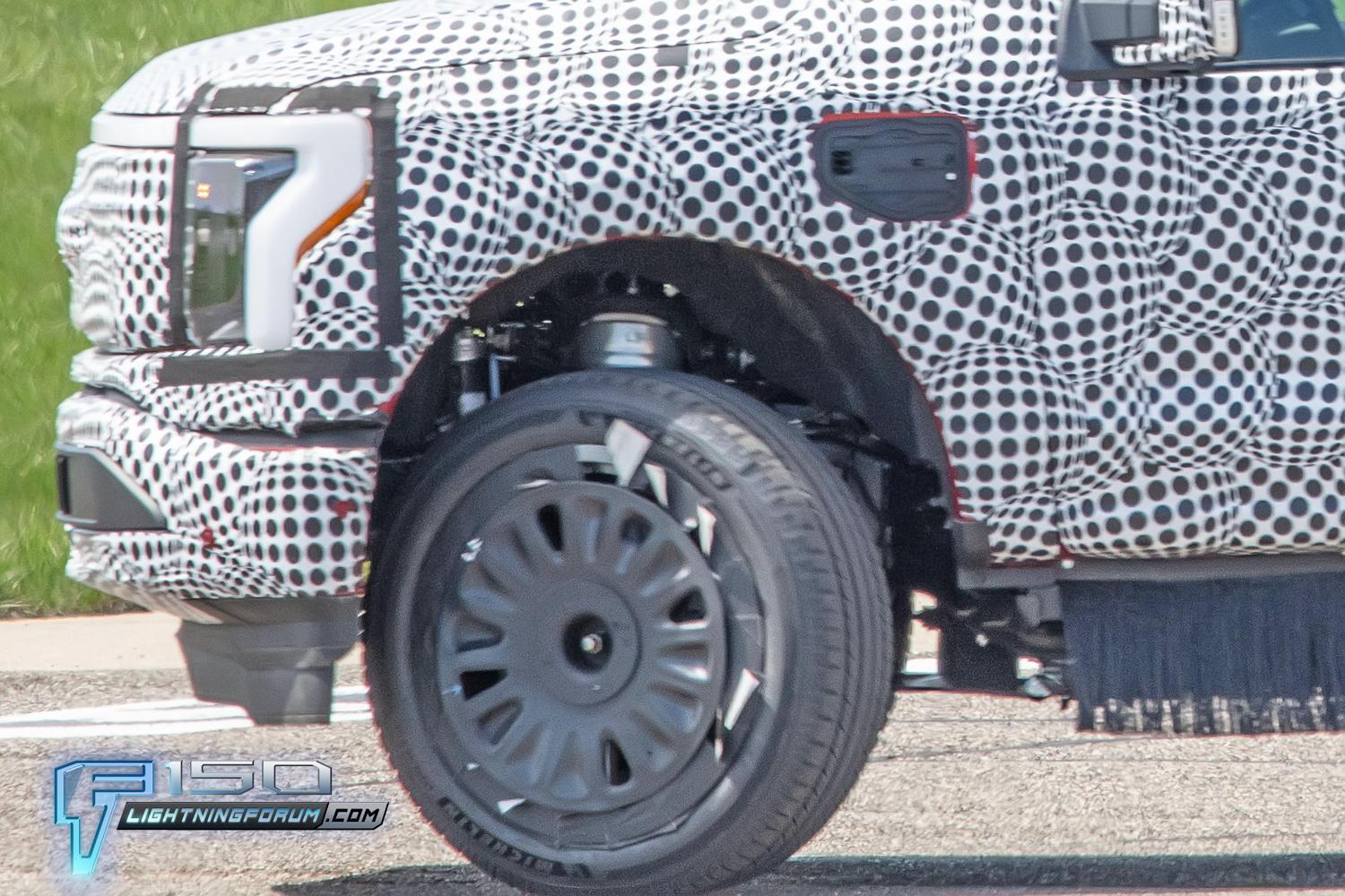 Ford F-150 Lightning Next Gen F-150 Lightning Spied w/8 Lug Wheels & Hub Motors (Larger Battery?) Benchmarking Cybertruck 2025-f150-lightning-prototypes-8-lug-wheels-hub-motors-larger-battery-17