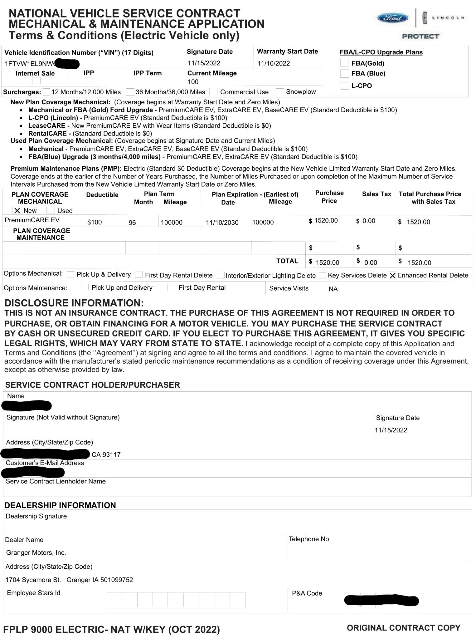 Ford F-150 Lightning Which Ford Warranty Level to Choose? 230513 Granger warranty w blocked name email vin for post on forum page 1 Screenshot 2023-05-1