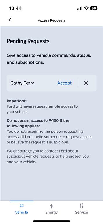 Ford F-150 Lightning FordPass fraudulent Vehicle Access Request 27335 (Medium)