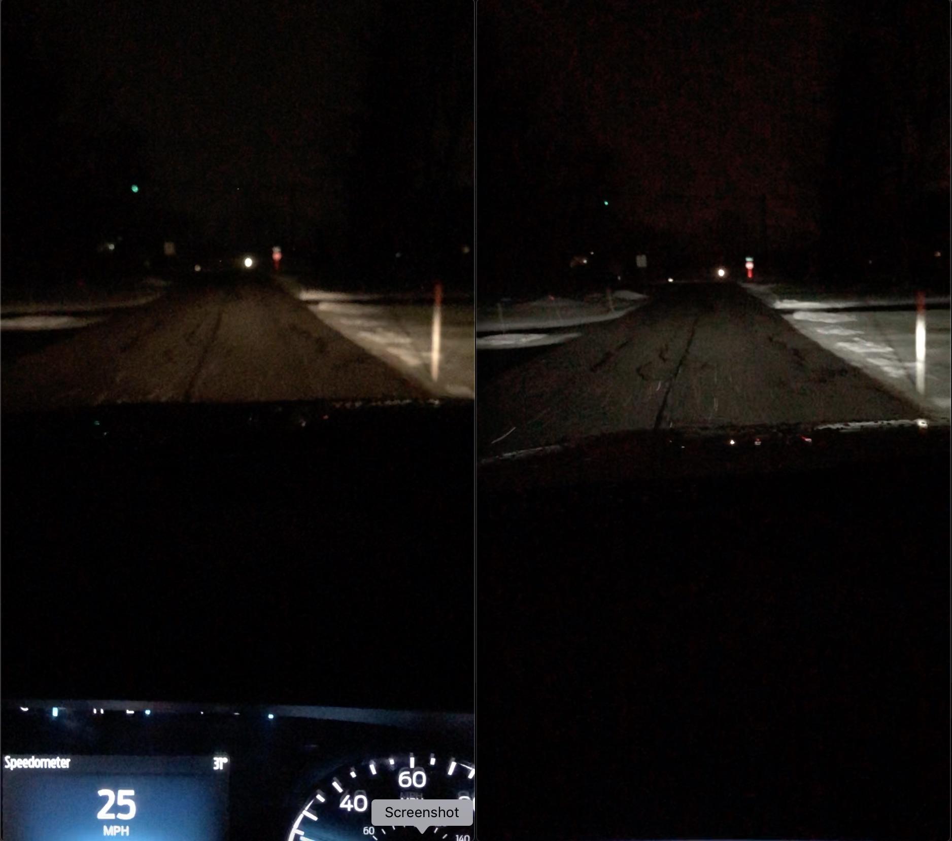 Ford F-150 Lightning Halogen vs LED headlights on 2021 F-150 -- real world comparison pics 3