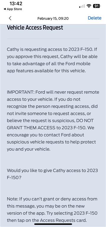 Ford F-150 Lightning FordPass fraudulent Vehicle Access Request 31297 (Medium)