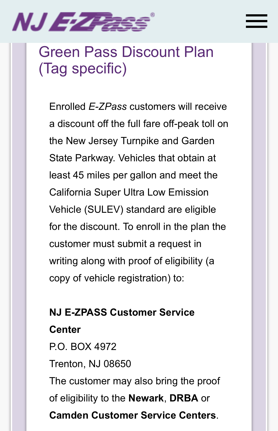 EZPASS NJ Green Pass (10 off, offpeak fare) Ford Lightning Forum
