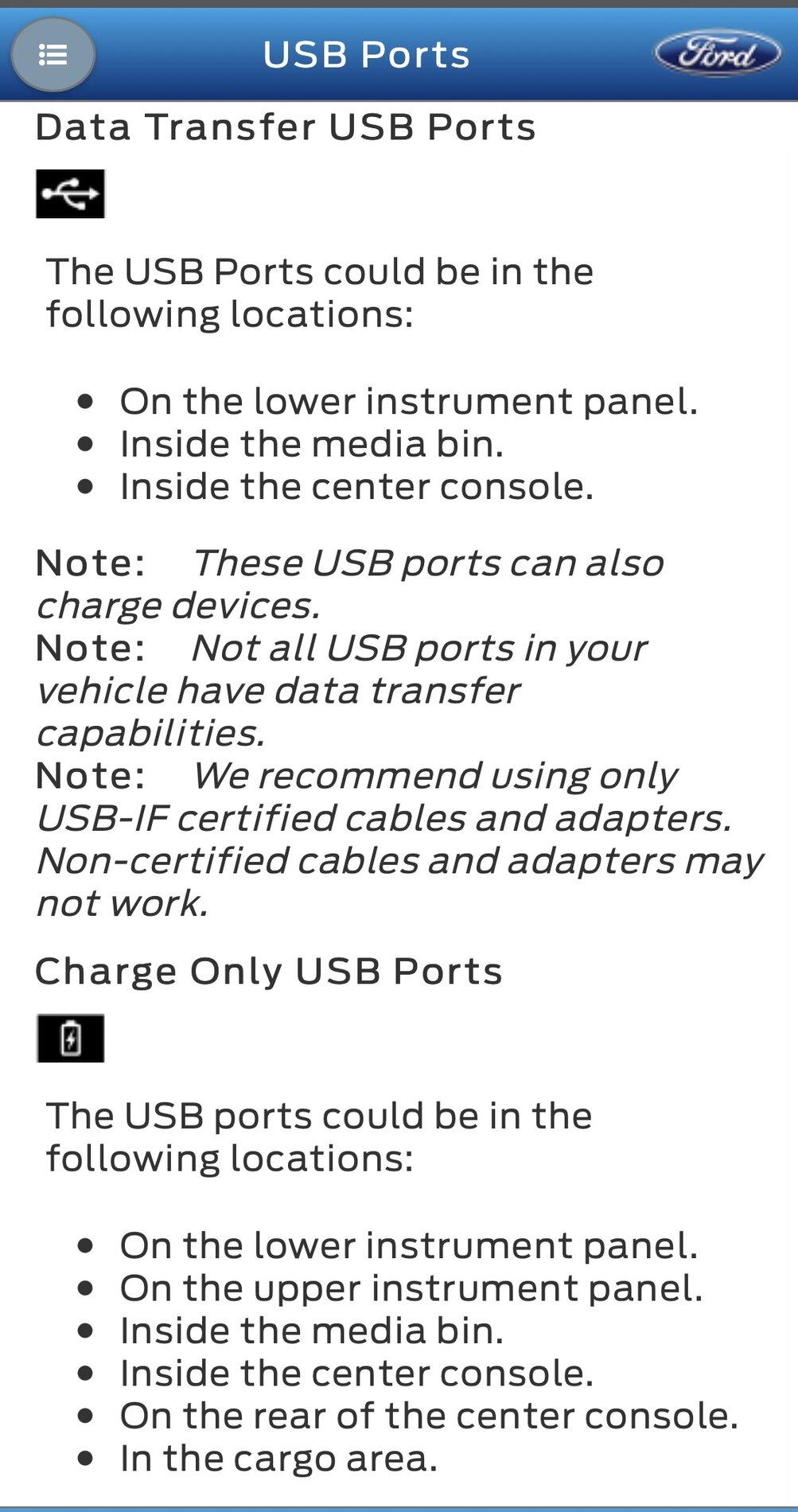 Ford F-150 Lightning USB ports fast charge?? 513764A6-D63E-4704-A71B-355D32DE0D20