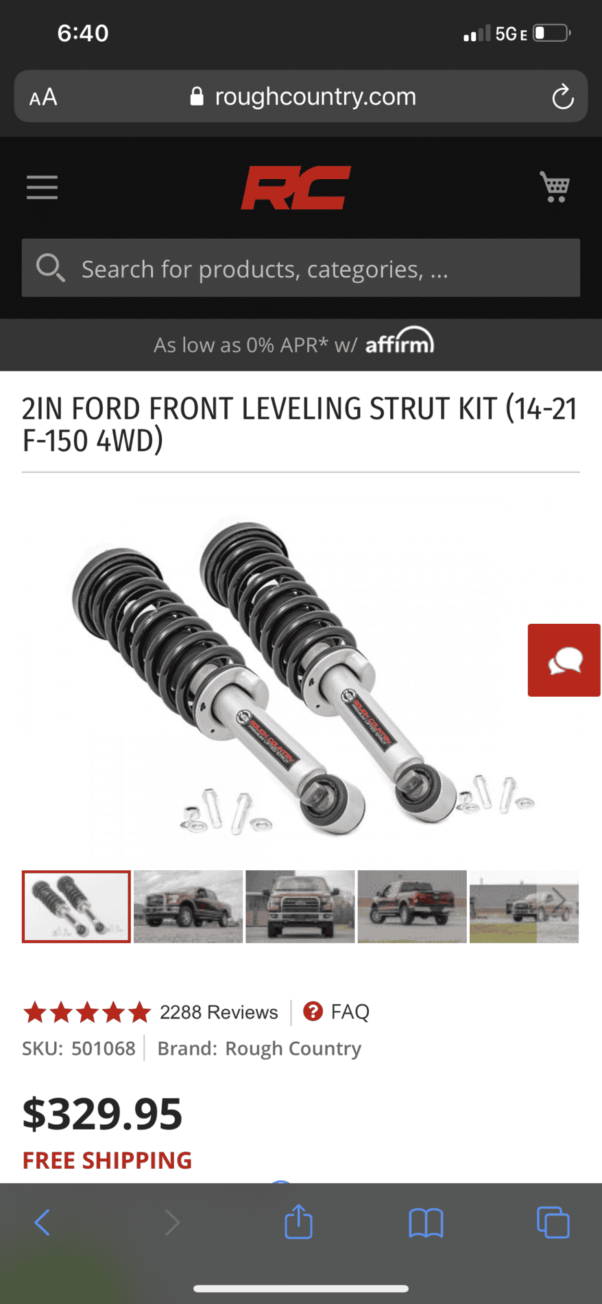 Ford F-150 Lightning Anyone running Rough Country 2" leveling strut kit? 5C28F07E-9E60-492B-917A-539508893625