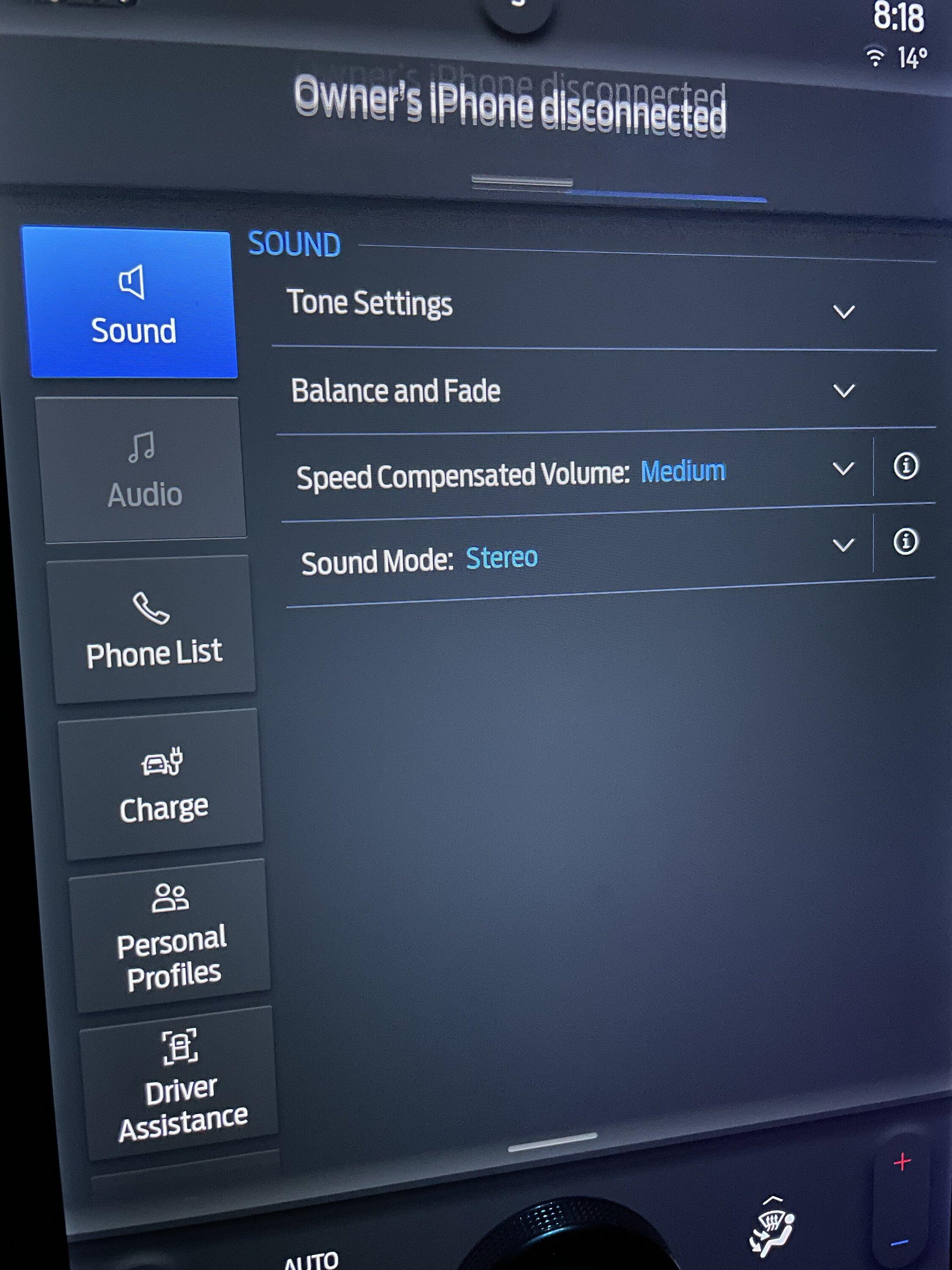Ford F-150 Lightning “Audio” Button on Settings Screen 6249C666-B2CB-48E8-8752-FFB333CB21EE