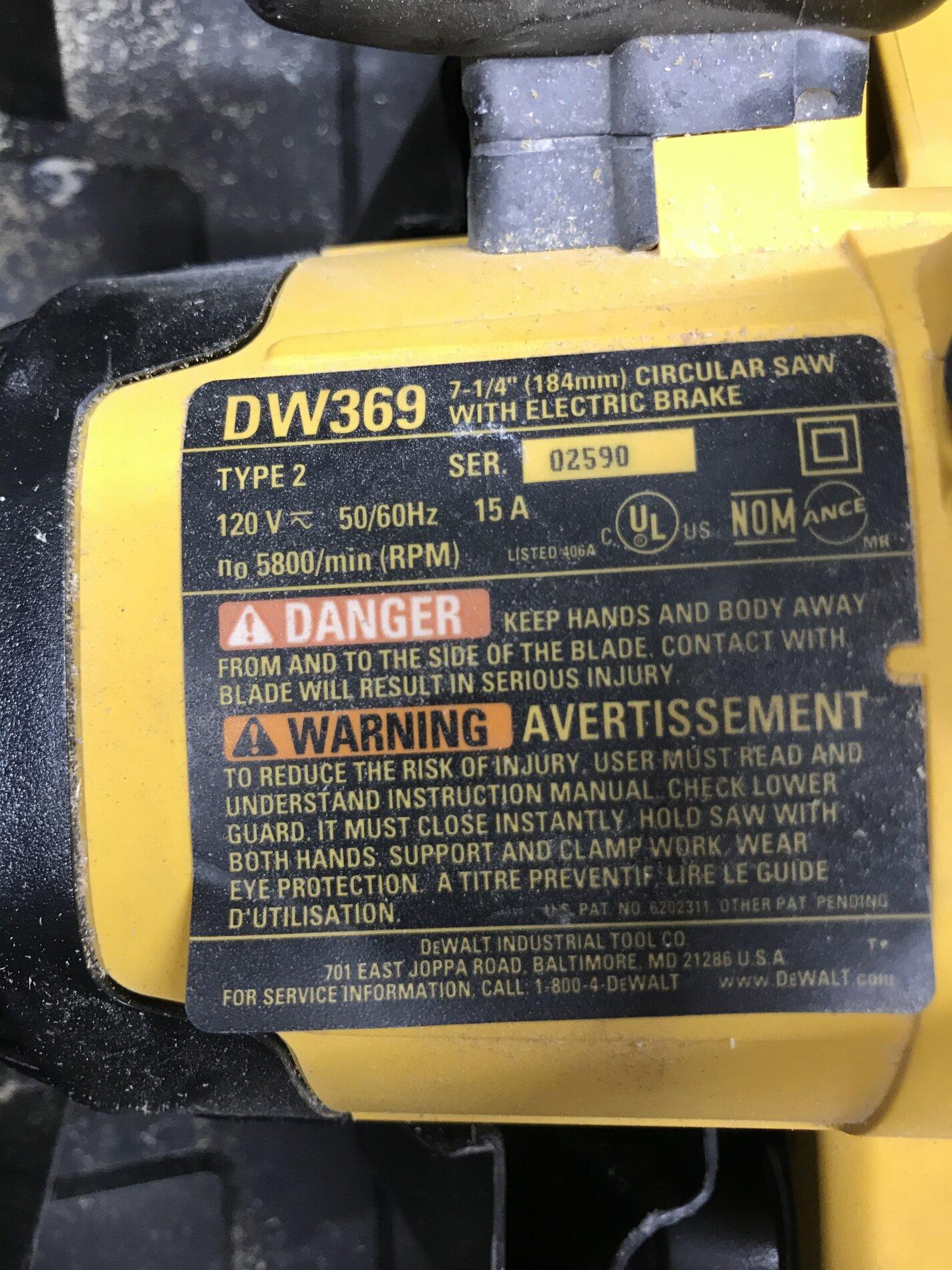 Dw369 circular online saw