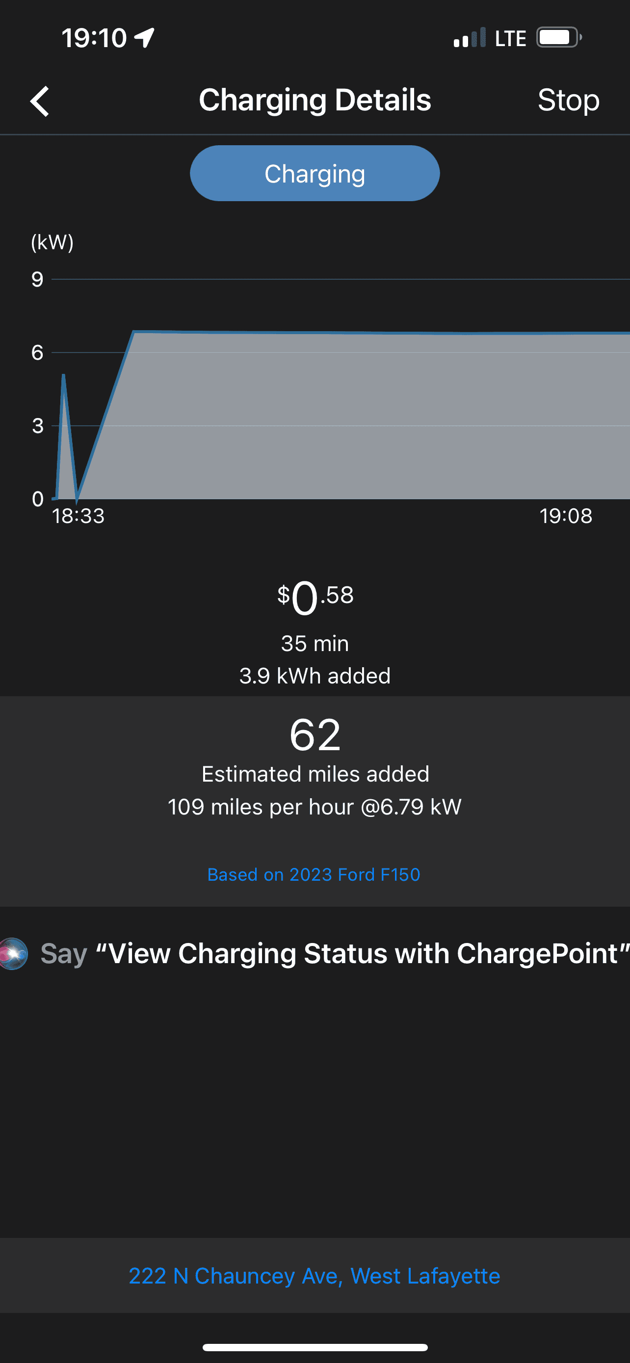 Ford F-150 Lightning Optimistic ChargePoint estimate… 6FE9E0C9-C72B-4ED2-998F-155615E4F067