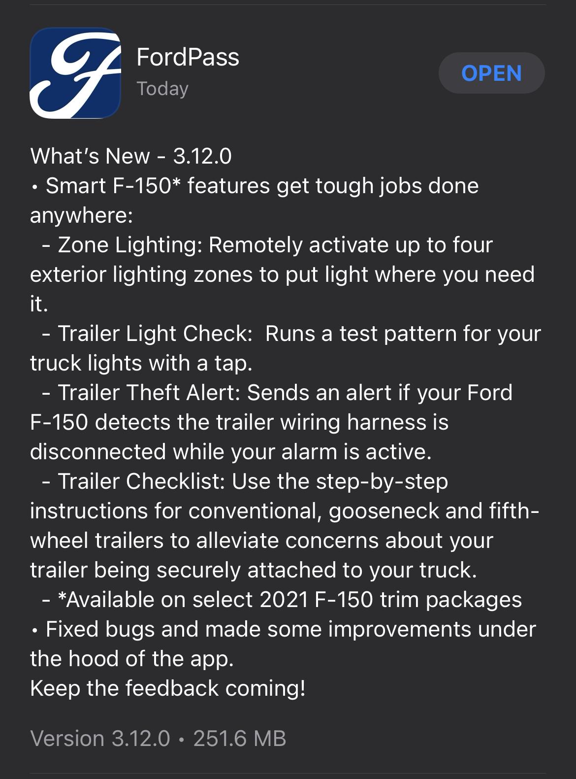 Ford F-150 Lightning Ford Pass iOS app updated for F-150 Zone Lighting, Trailer Light Check, Trailer Theft Alert 7C5934A3-6E54-4488-AF63-74DA629F8A67