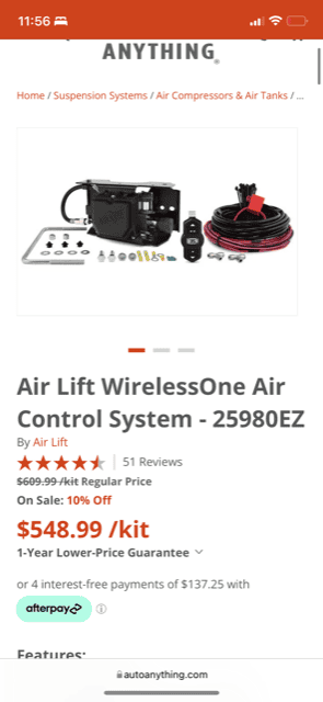 Ford F-150 Lightning Airlift Wireless One EZ Wireless Controller w/Airlift 5000 Ultimate airbags Airlift 2