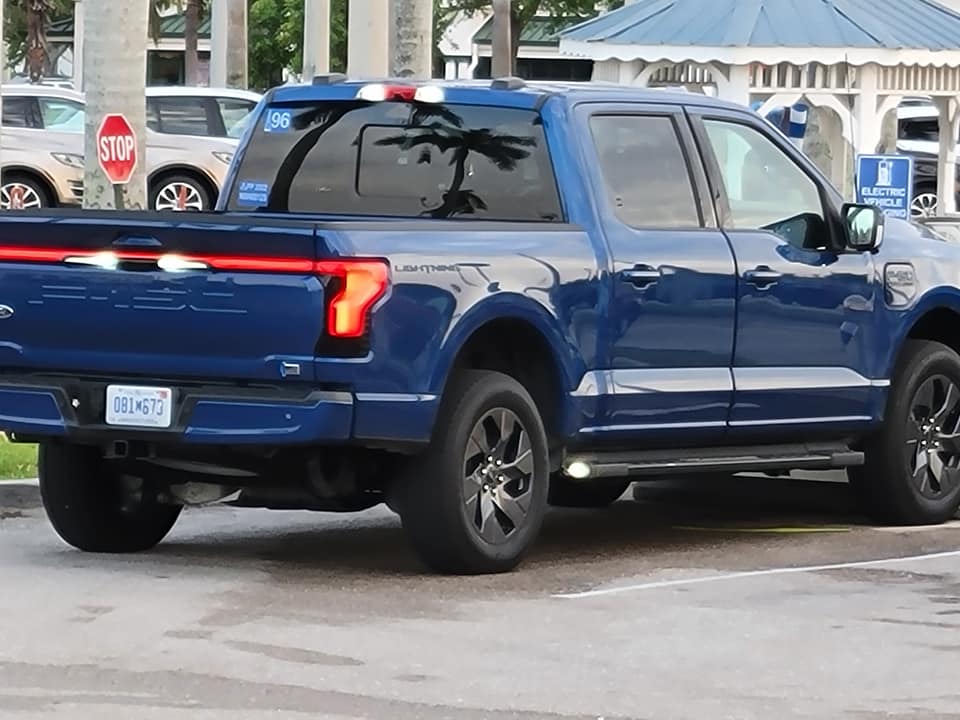 Ford F-150 Lightning [Correction] Atlas Blue F-150 Lightning preproduction at dealer Antimatter Blue Metallic Mannequin demo F-150 Lightning now arriving at dealers 5