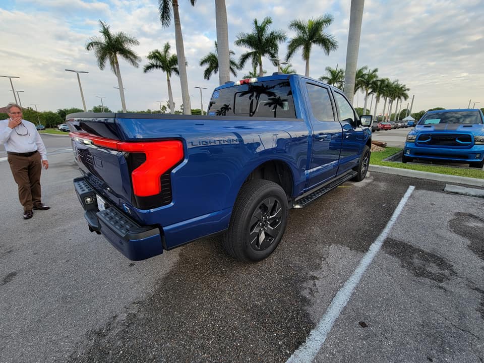 Ford F-150 Lightning [Correction] Atlas Blue F-150 Lightning preproduction at dealer Antimatter Blue Metallic Mannequin demo F-150 Lightning now arriving at dealers 6