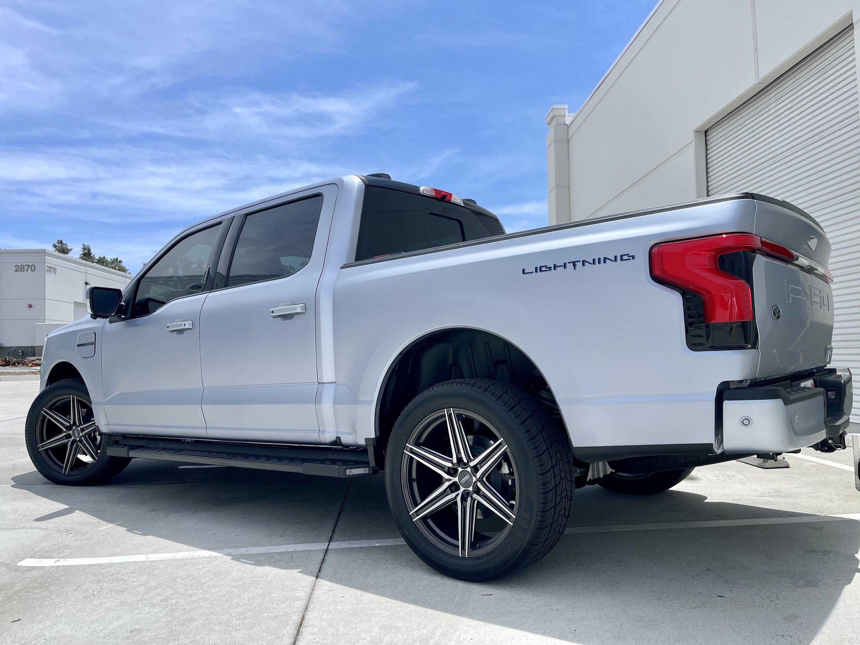 Ford F-150 Lightning Iced Blue Silver Lightning Build. Mods: PPF matte finish, Line-X, gloss black painted grille, black wrapped roof, wheels B091A9E4-07B3-415A-8958-F2A217F69817