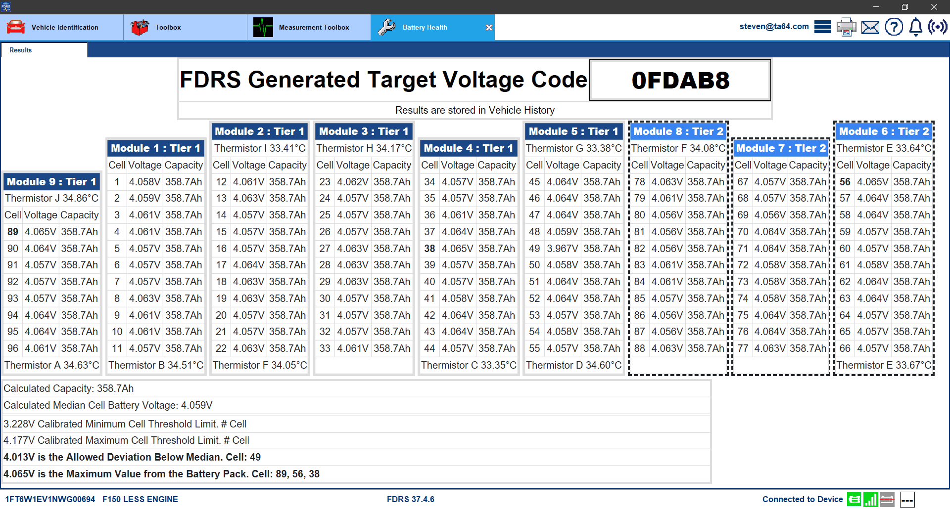 Ford F-150 Lightning CSP-23B57 for High Voltage Battery Notice batterytest_2023-09-22