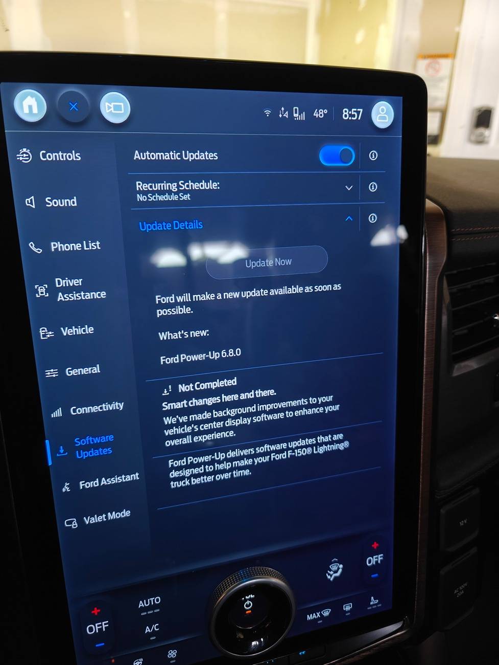 Ford F-150 Lightning OTA Update says "Not Complete" after CSP Fix big red