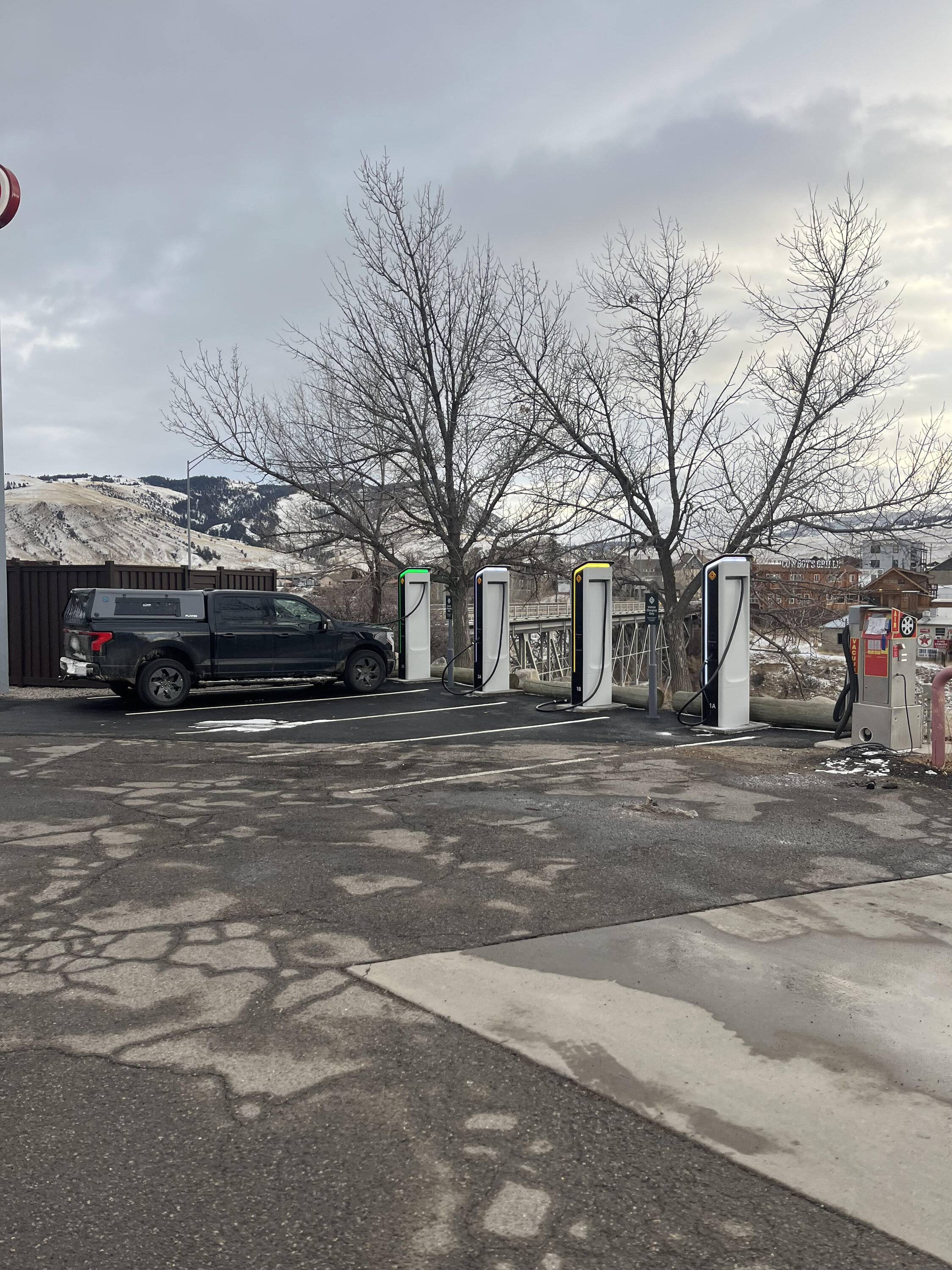 Ford F-150 Lightning Electric Winter Camping in Montana chargin