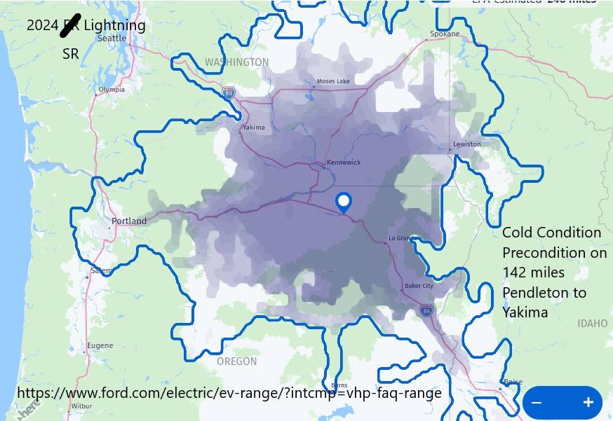 Ford F-150 Lightning Extended Range 320 Miles??? Cold weather Pendleton - Yakima