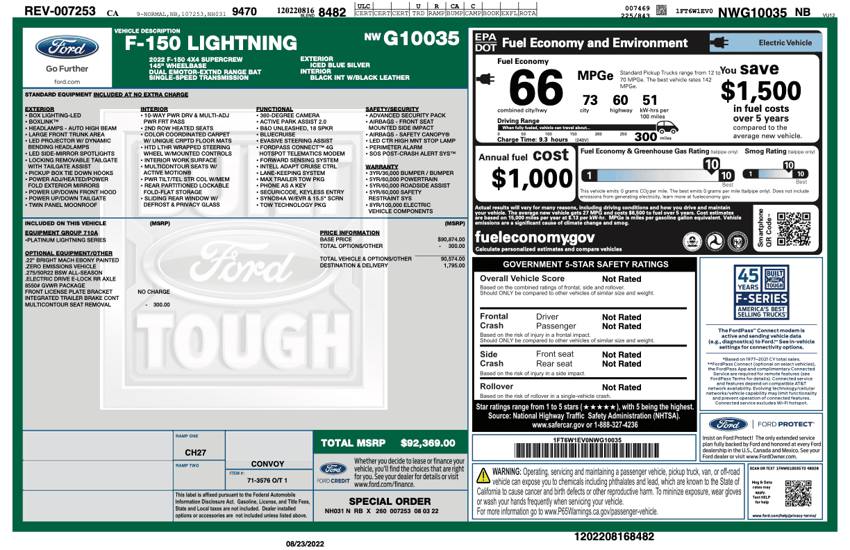 Ford F-150 Lightning Inflation Reduction Act -- MSRP Cap x F150 Lightning 2023 MSRP Conjecture - Extended Range (ER) under $80K possible? deletedplatinum