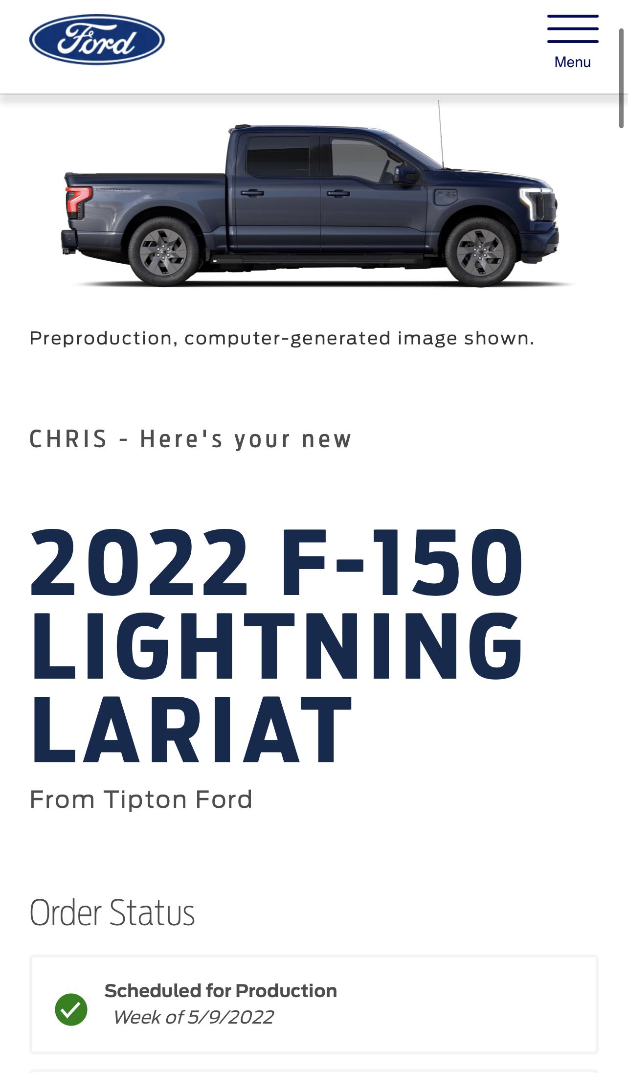 Ford F-150 Lightning UPDATE: Lightning Build Date Scheduling Begins! Mine for the week of 4/25/22 [previously scheduled 5/2/22]! DFC948FB-48F6-4E1E-B03F-CC99177C4188