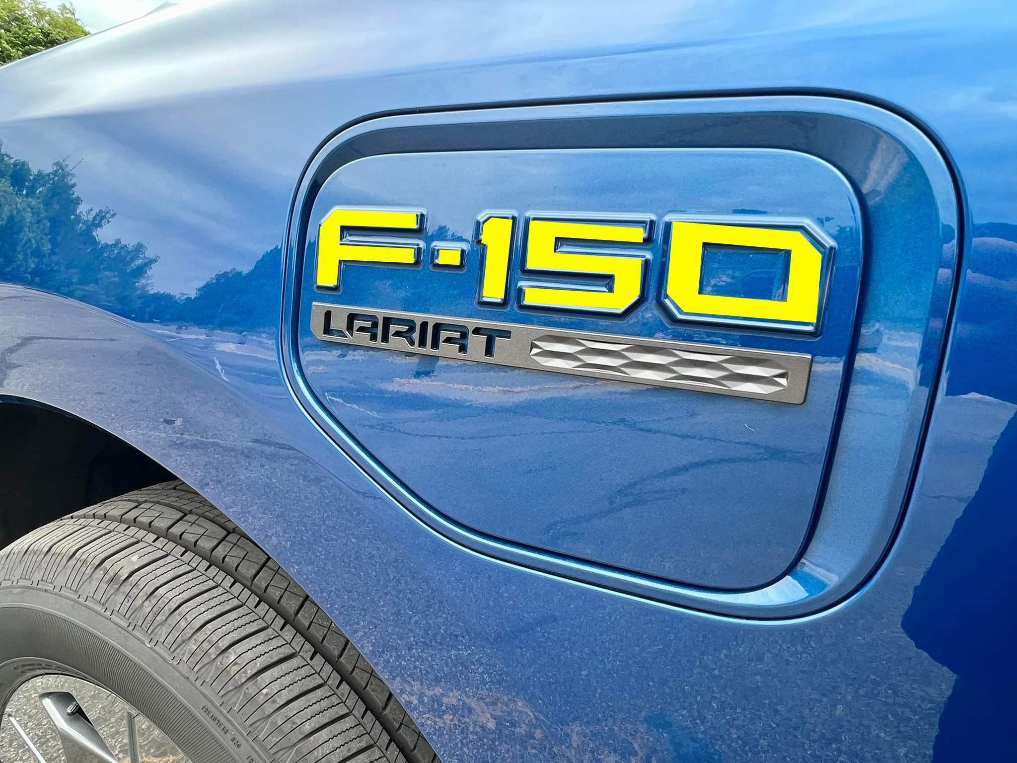 Ford F-150 Lightning My solution to dark badges / lettering on dark colors -- contrasting color vinyl F-150 Lightning Charge Port