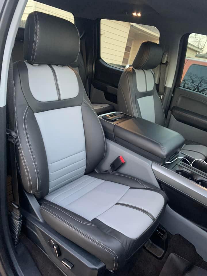 Ford F-150 Lightning RoadWire Leather Seat Covers installed in 2021 XLT F150 Interior 3