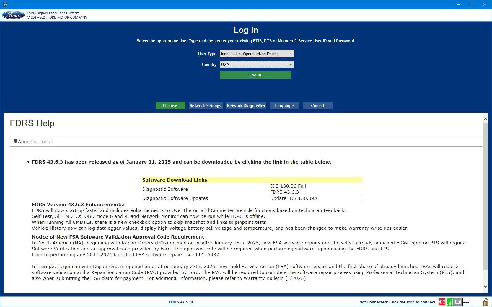 Ford F-150 Lightning Lightning Software Updates using FDRS FDRS_43-6-3_Now_Available