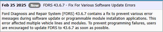 Ford F-150 Lightning Lightning Software Updates using FDRS FDRS_43-6-7_Note2