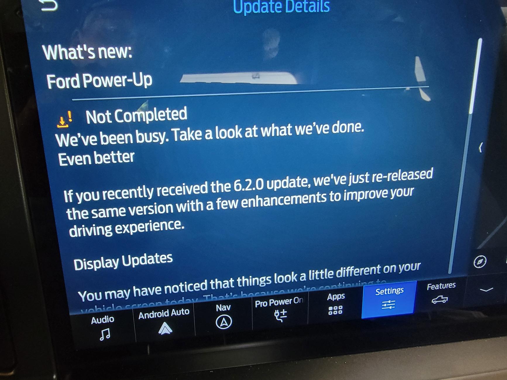 Ford F-150 Lightning Priority Update: 23-PU1103-NAT-VCE (re-release of 6.2.0) Ford Sync Update 6.2 