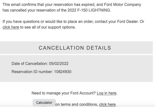 Ford F-150 Lightning Ford canceled my reservation. FordCancels