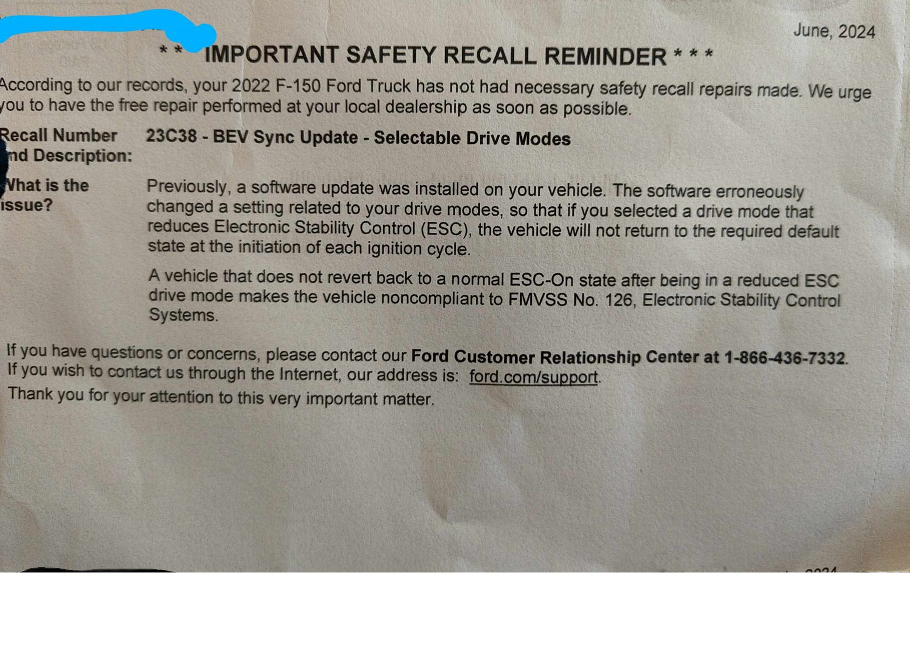 Ford F-150 Lightning Just got this recall in the mail.... frd