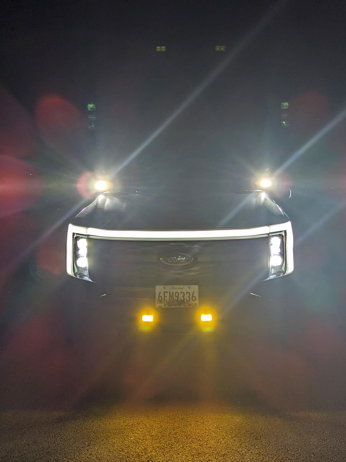 Ford F-150 Lightning Fog lights and ditch lights with backlighting, switches, and canbus integrated controls Front night all on