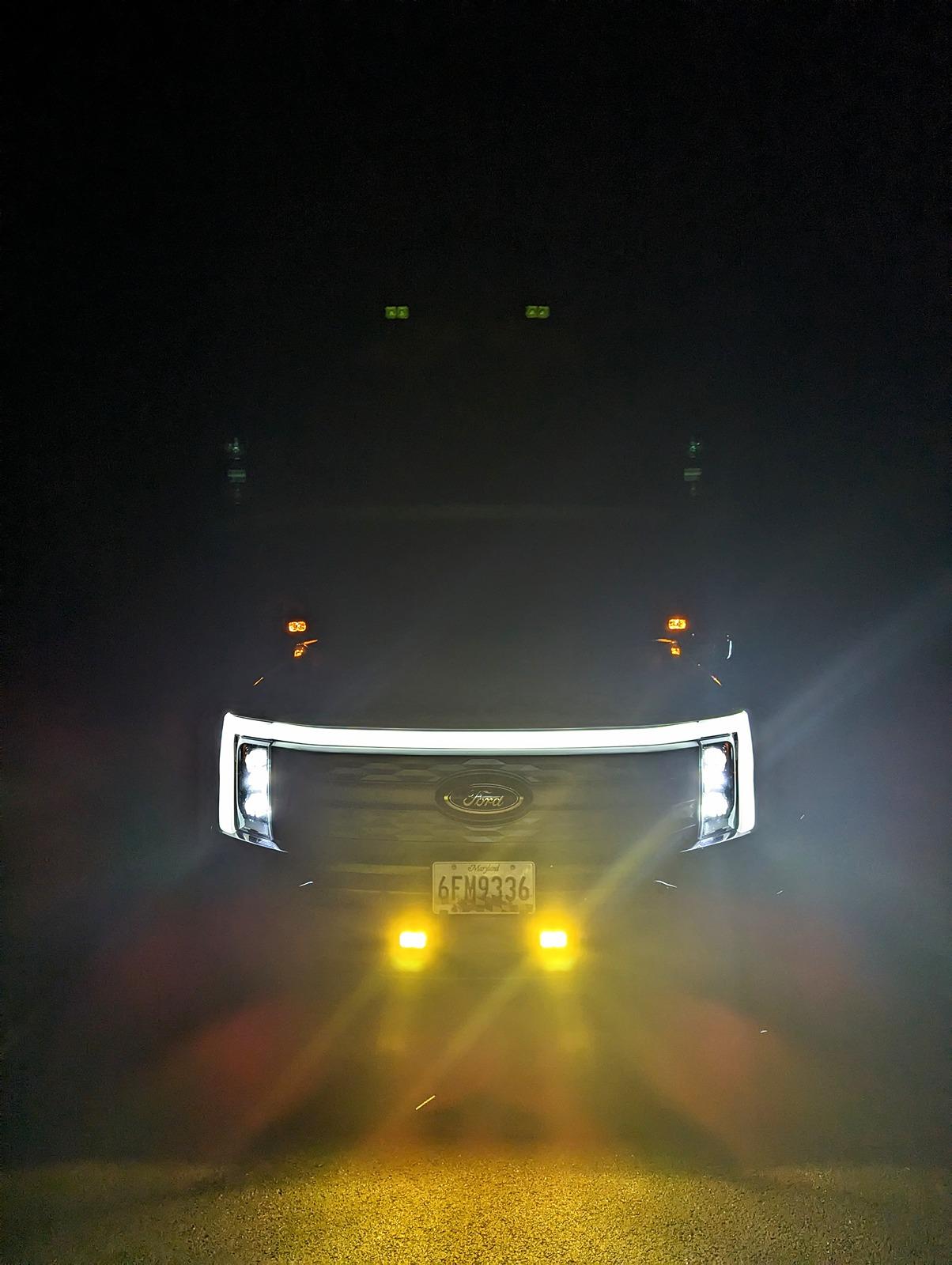 Ford F-150 Lightning Fog lights and ditch lights with backlighting, switches, and canbus integrated controls Front night fogs and backlightin