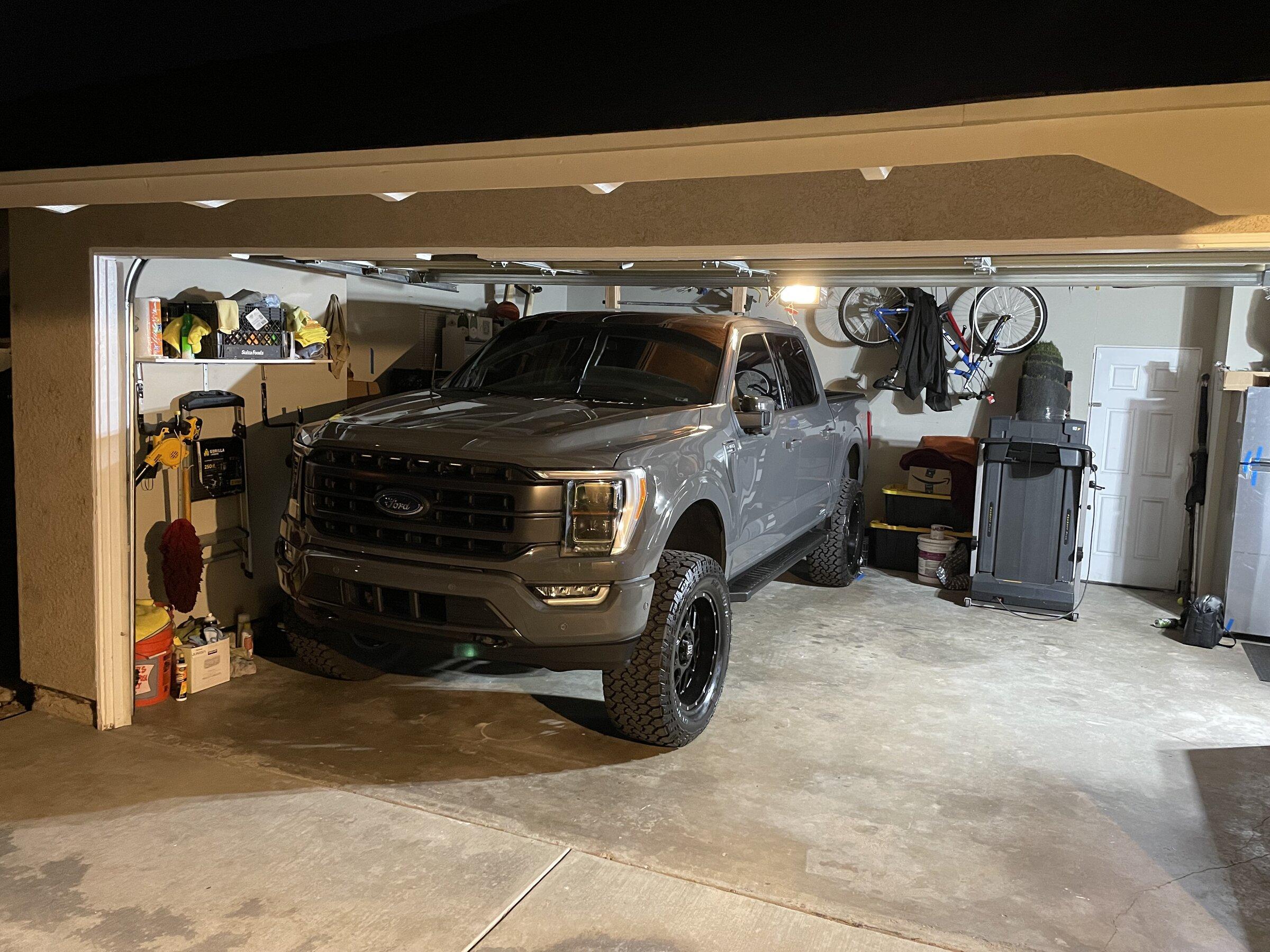 Ford F-150 Lightning Airing Down 35" tires to fit in Garage? garagetruck