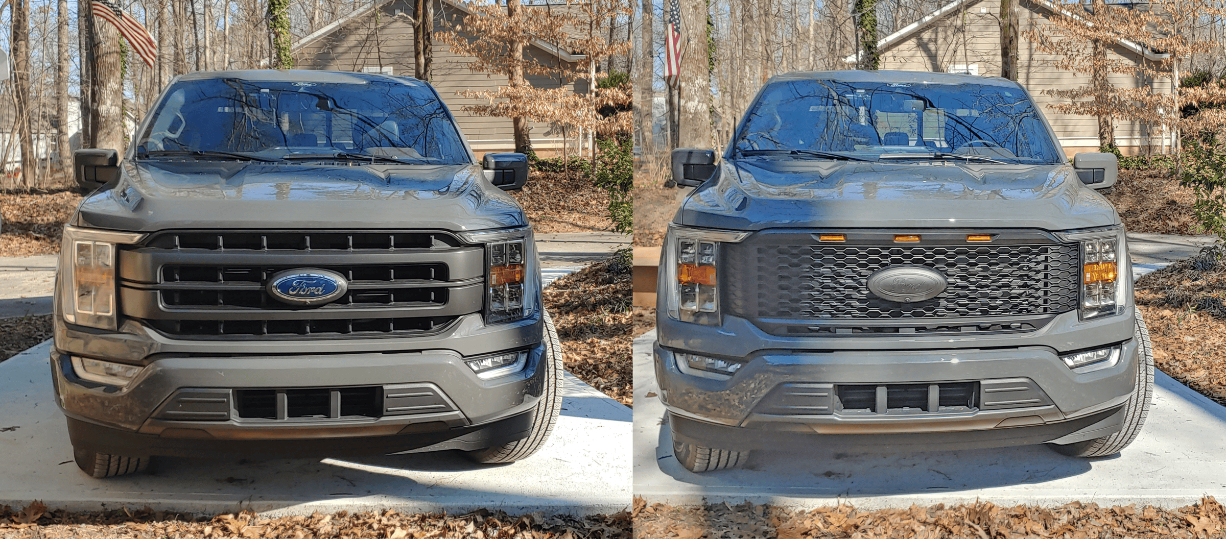 Ford F-150 Lightning Replaced my Lariat Sport Grille with "Raptorish" Grille Grille Side by Side